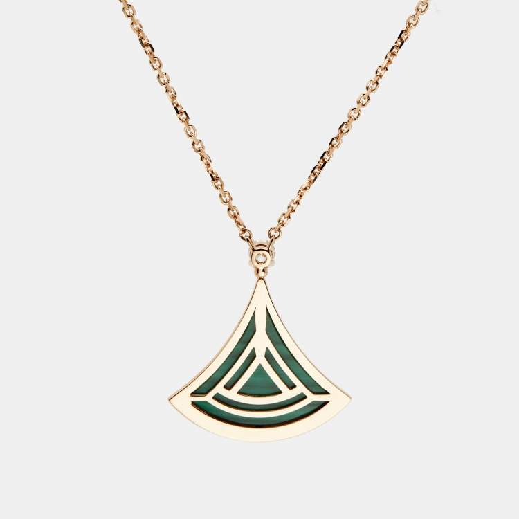Pre Owned Bvlgari Divas’ Dream Malachite Diamond 18k Rose Gold Necklace
