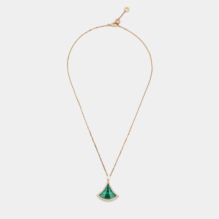 Pre Owned Bvlgari Divas’ Dream Malachite Diamond 18k Rose Gold Necklace