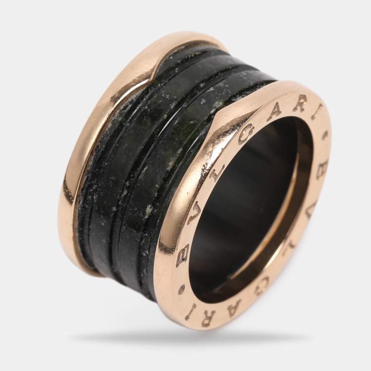 Pre Owned Bvlgari B.Zero1 18K Rose Gold and Ceramic Band Ring EU 53