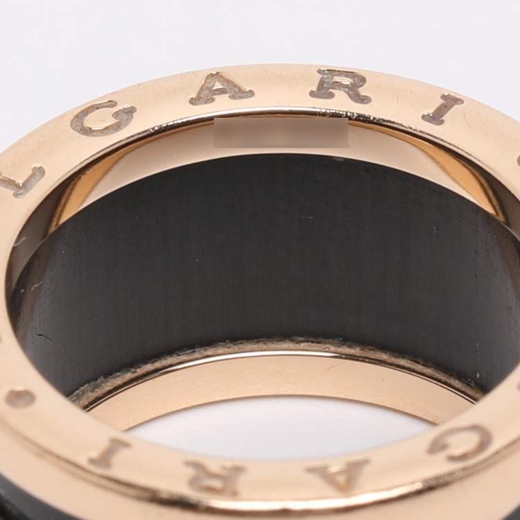 Pre Owned Bvlgari B.Zero1 18K Rose Gold and Ceramic Band Ring EU 53