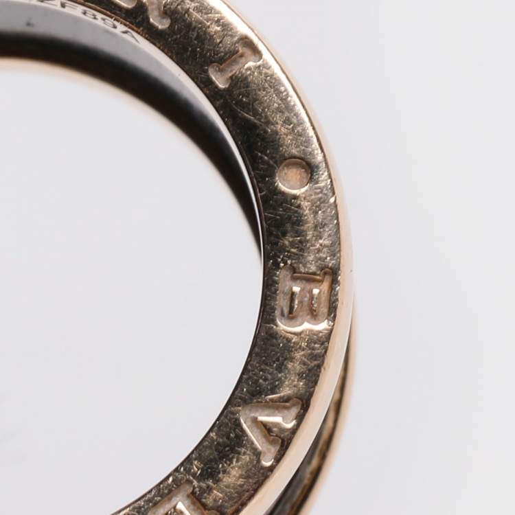 Pre Owned Bvlgari B.Zero1 18K Rose Gold and Ceramic Band Ring EU 53