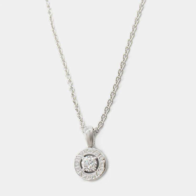 Pre Owned Bvlgari Bvlgari 18K White Gold and Diamond Pendant Necklace