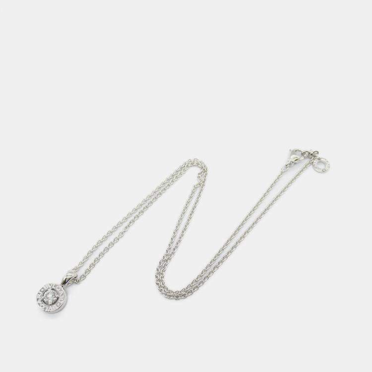 Pre Owned Bvlgari Bvlgari 18K White Gold and Diamond Pendant Necklace