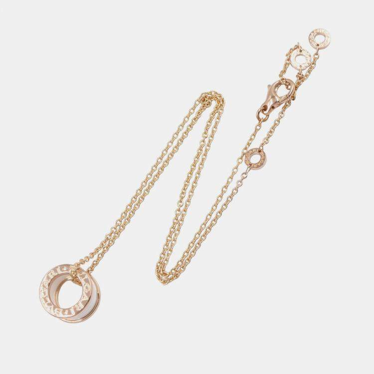 Pre Owned Bvlgari B.zero1 18K Rose Gold and White Ceramic Pendant Necklace