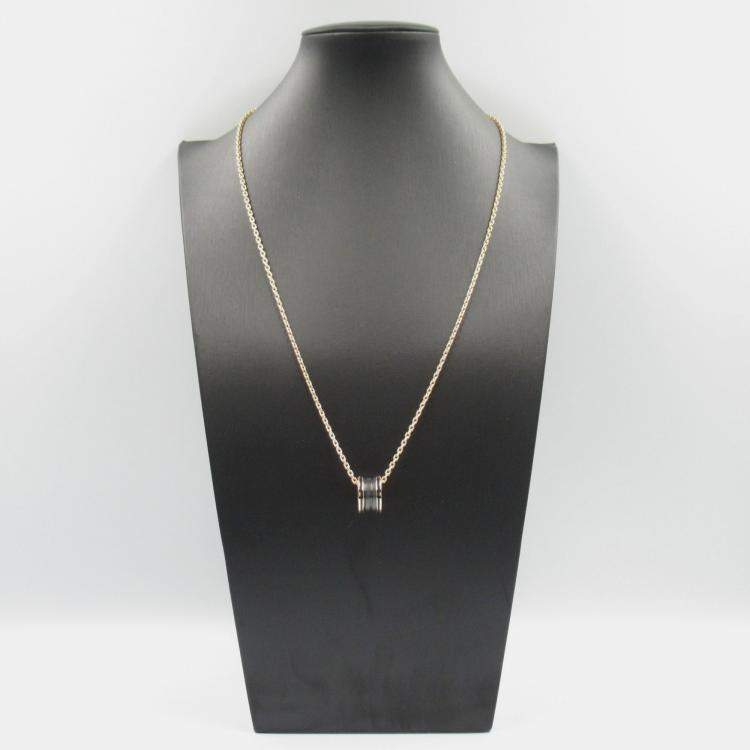 Pre Owned Bvlgari B.zero1 18K Rose Gold and Black Ceramic Pendant Necklace