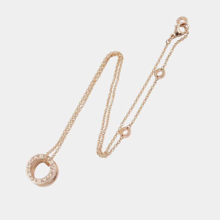 Pre Owned Bvlgari B.zero1 Legend 18K Rose Gold and White Ceramic Necklace