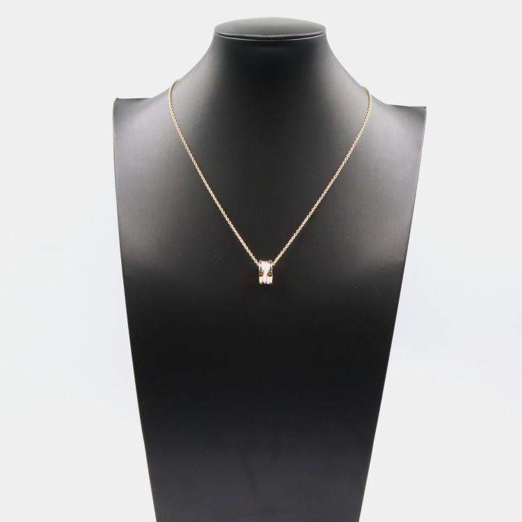 Pre Owned Bvlgari B.zero1 Legend 18K Rose Gold and White Ceramic Necklace