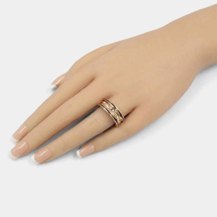 Pre Owned Bvlgari B.zero1 18K Rose Gold and Black Ceramic Ring EU 59