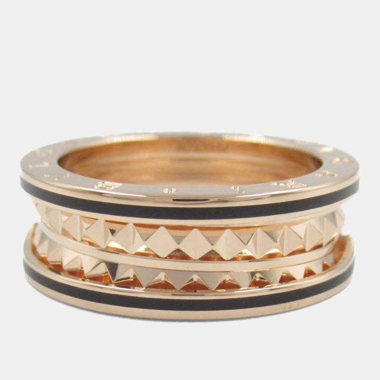 Pre Owned Bvlgari B.zero1 18K Rose Gold and Black Ceramic Ring EU 59