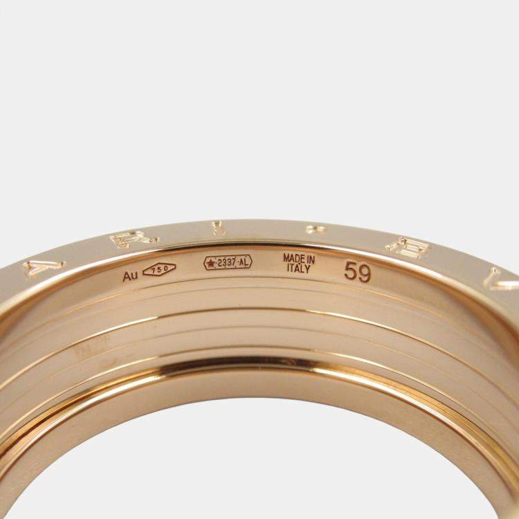 Pre Owned Bvlgari B.zero1 18K Rose Gold and Black Ceramic Ring EU 59