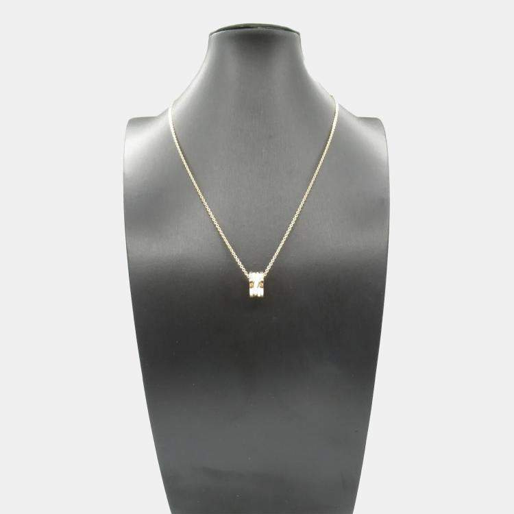 Pre Owned Bvlgari B.zero1 Legend 18K Rose Gold and White Ceramic Necklace