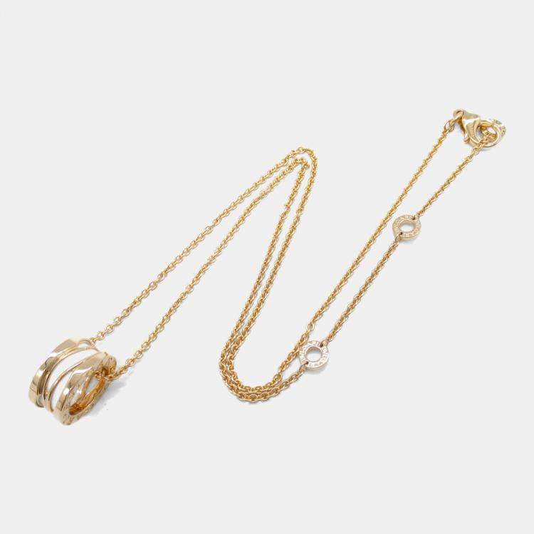 Pre Owned Bvlgari B.zero1 Legend 18K Rose Gold and White Ceramic Necklace