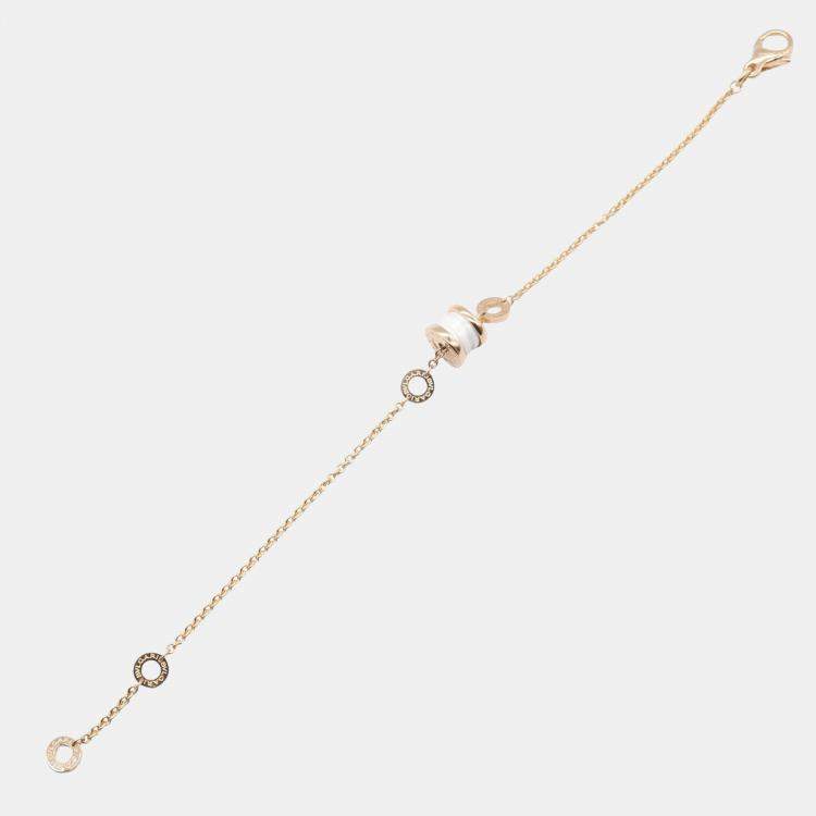 Pre Owned Bvlgari B.zero1 18K Rose Gold and Ceramic Chain Bracelet