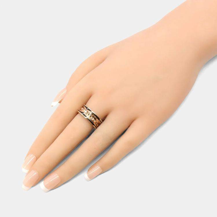 Pre Owned Bvlgari B.zero1 18K Rose Gold and Ceramic Band Ring EU 53