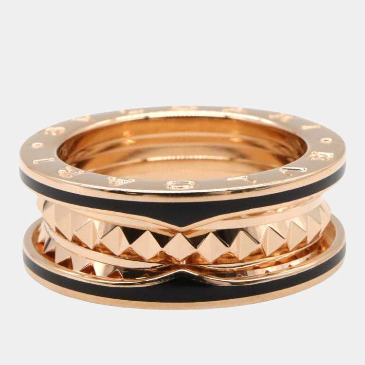 Pre Owned Bvlgari B.zero1 18K Rose Gold and Ceramic Band Ring EU 53