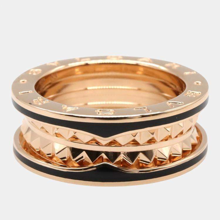 Pre Owned Bvlgari B.zero1 18K Rose Gold and Ceramic Band Ring EU 53