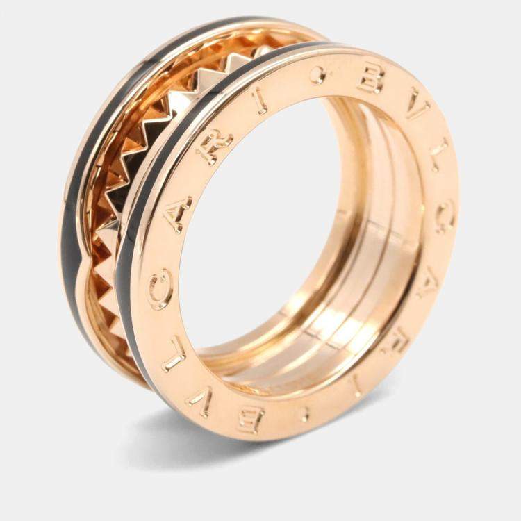 Pre Owned Bvlgari B.zero1 18K Rose Gold and Ceramic Band Ring EU 53