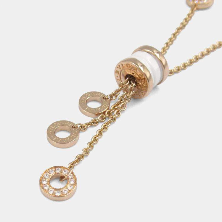 Pre Owned Bvlgari B.zero1 Diamond 18K Rose Gold and Ceramic Pendant Necklace