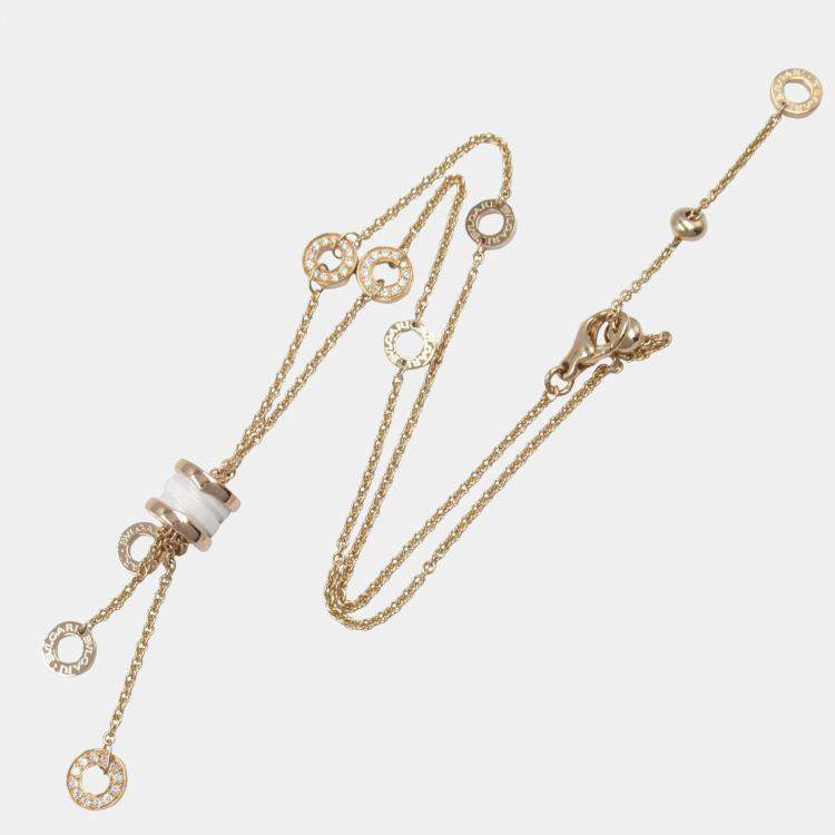Pre Owned Bvlgari B.zero1 Diamond 18K Rose Gold and Ceramic Pendant Necklace