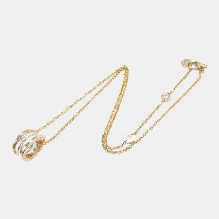 Pre Owned Bvlgari B.zero1 Design Legend 18K Rose Gold and White Ceramic Pendant Necklace