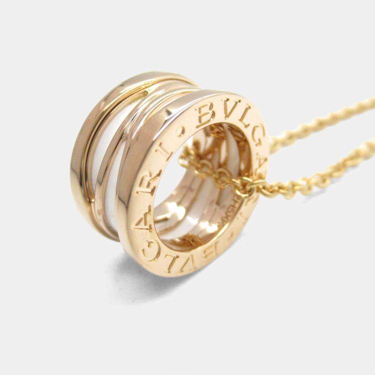 Pre Owned Bvlgari B.zero1 Design Legend 18K Rose Gold and White Ceramic Pendant Necklace