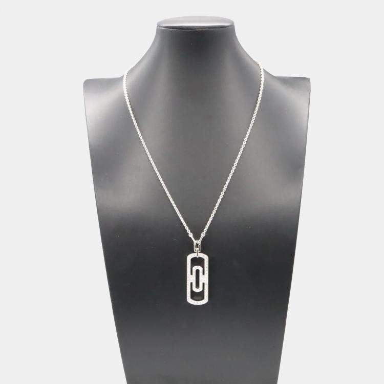 Pre Owned Bvlgari Parentesi 18K White Gold and Diamond Pendant Necklace