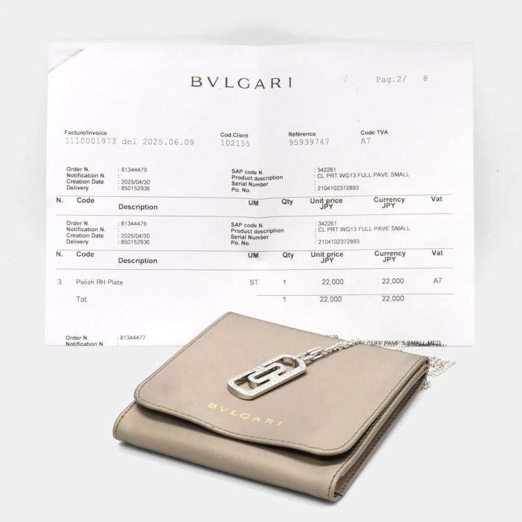 Pre Owned Bvlgari Parentesi 18K White Gold and Diamond Pendant Necklace