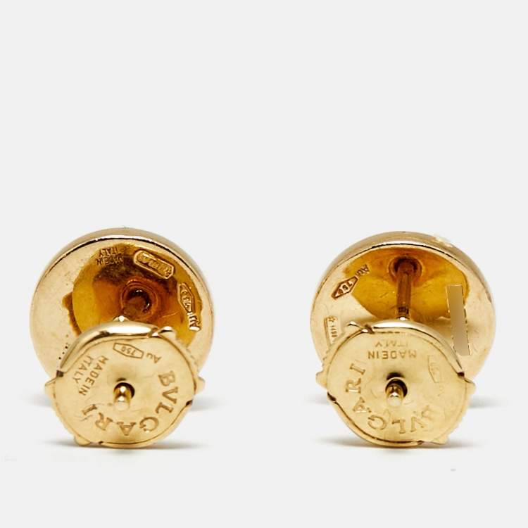 Pre Owned Bvlgari Bvlgari Bvlgari Onyx 18k Yellow Gold Stud Earrings