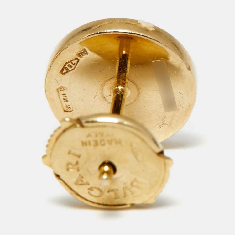 Pre Owned Bvlgari Bvlgari Bvlgari Onyx 18k Yellow Gold Stud Earrings
