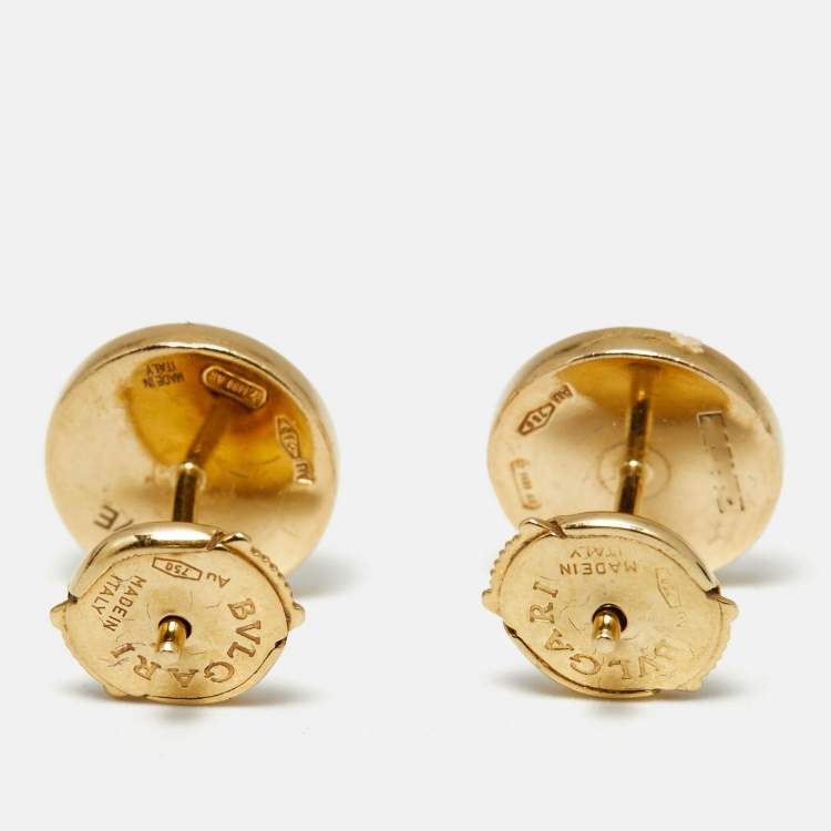 Pre Owned Bvlgari Bvlgari Bvlgari Onyx 18k Yellow Gold Stud Earrings