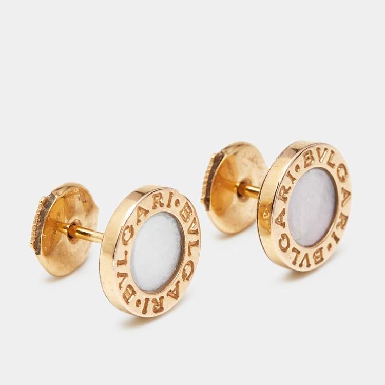 Pre Owned Bvlgari Bvlgari Bvlgari Mother of Pearl 18k Rose Gold Earrings