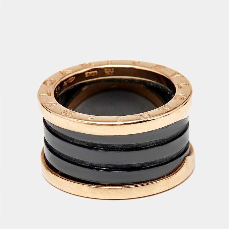 Pre Owned Bvlgari B.Zero1 18K Rose Gold Ceramic Band Ring Size 54