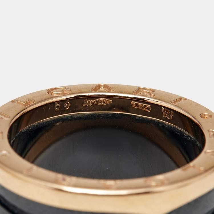 Pre Owned Bvlgari B.Zero1 18K Rose Gold Ceramic Band Ring Size 54