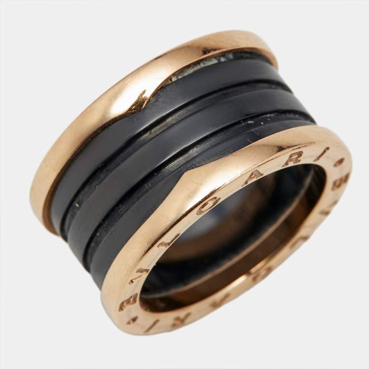 Pre Owned Bvlgari B.Zero1 18K Rose Gold Ceramic Band Ring Size 54