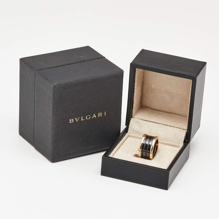 Pre Owned Bvlgari B.Zero1 18K Rose Gold Ceramic Band Ring Size 54