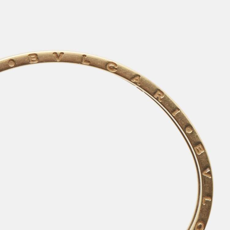 Pre Owned Bvlgari B Zero 18K Rose Gold  Black Coated Steel Bracelet S