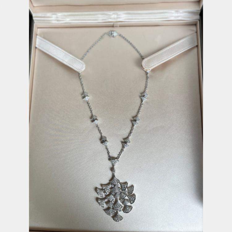 مملوكة مسبقًا Bulgari High Jewelry Fan Pendant Necklace White Gold Full Diamond