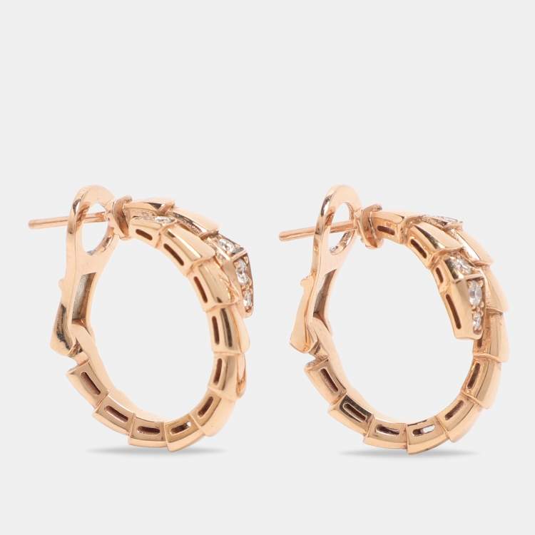 Pre Owned Bvlgari Serpenti Viper Diamond 18K Rose Gold Earrings