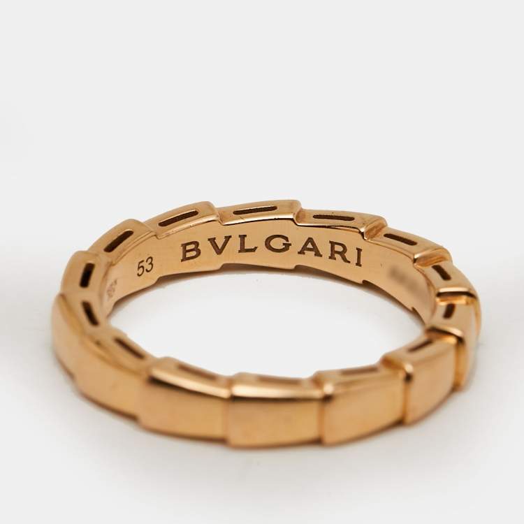 Pre Owned Bvlgari Serpenti Viper 18 Rose Gold Ring Size 53