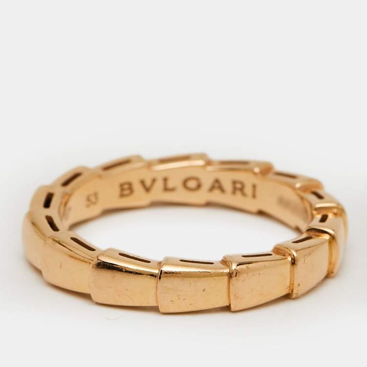 Pre Owned Bvlgari Serpenti Viper 18 Rose Gold Ring Size 53