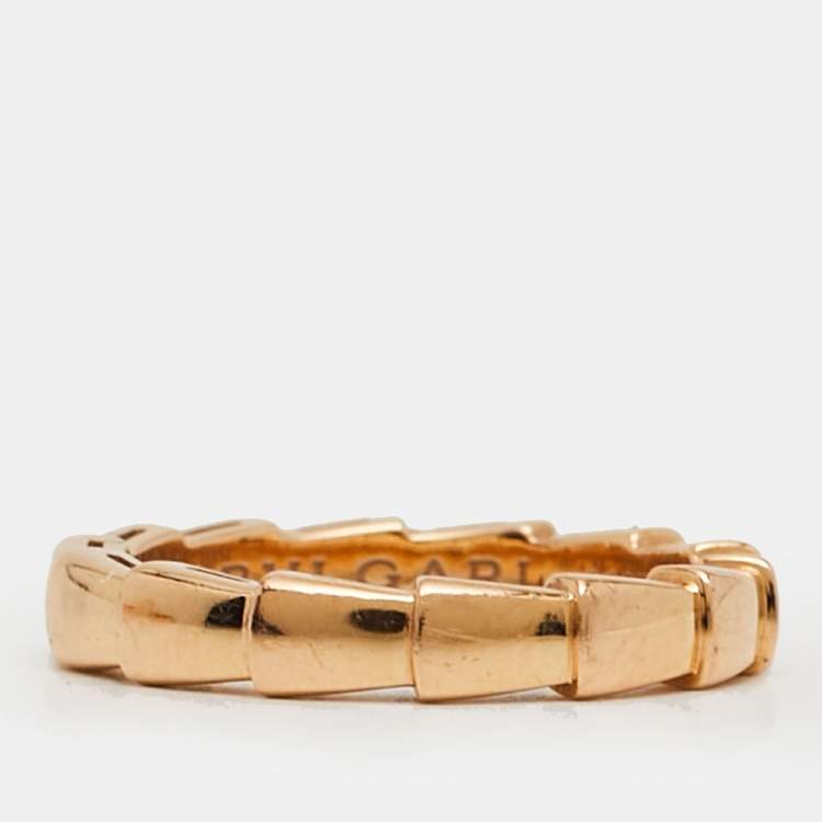 Pre Owned Bvlgari Serpenti Viper 18 Rose Gold Ring Size 53