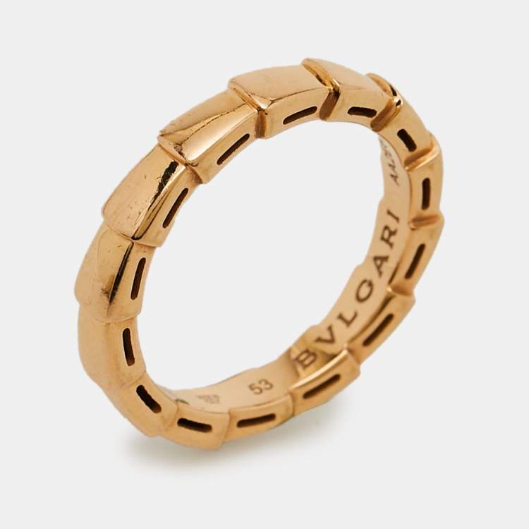 Pre Owned Bvlgari Serpenti Viper 18 Rose Gold Ring Size 53