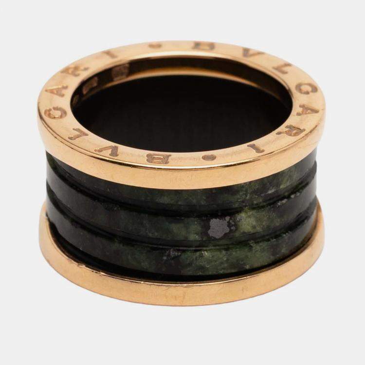 Pre Owned Bvlgari 18K Rose Gold and Bowenite B.Zero1 Four Band Ring
