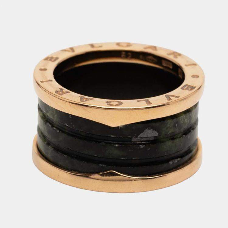 Pre Owned Bvlgari 18K Rose Gold and Bowenite B.Zero1 Four Band Ring