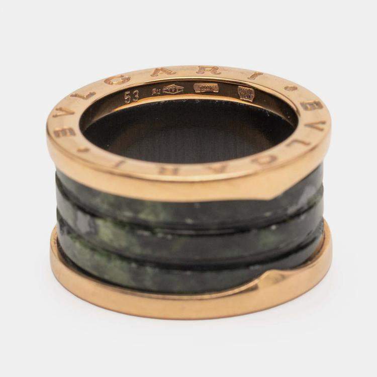 Pre Owned Bvlgari 18K Rose Gold and Bowenite B.Zero1 Four Band Ring
