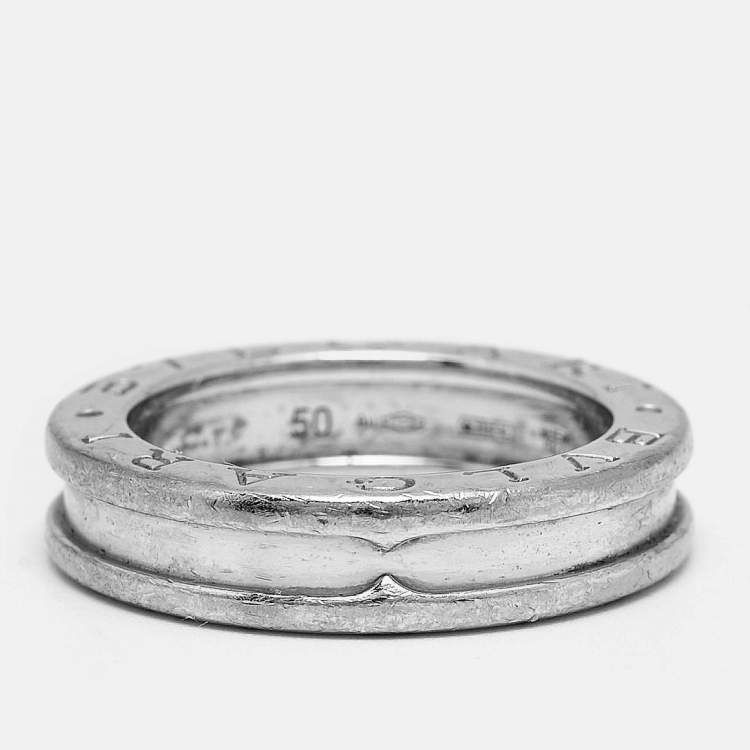 Pre Owned Bvlgari B.Zero1 1-Band 18k White Gold Ring  Size 50