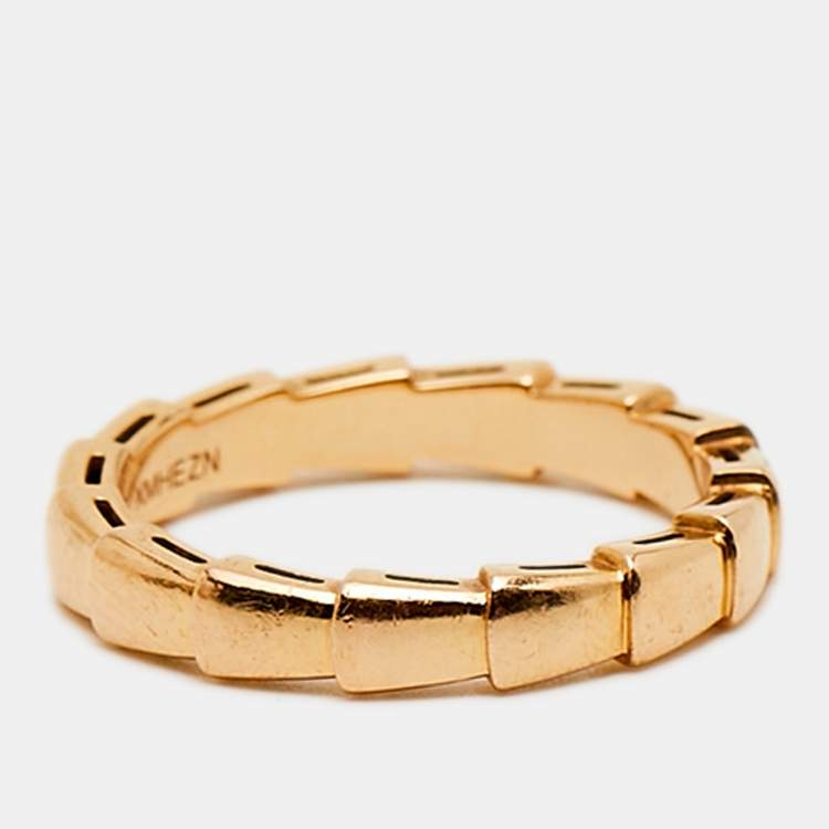 Pre Owned Bvlgari Serpenti Viper 18K Rose Gold Band Ring Size 56