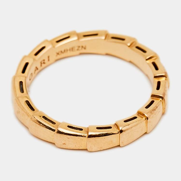 Pre Owned Bvlgari Serpenti Viper 18K Rose Gold Band Ring Size 56