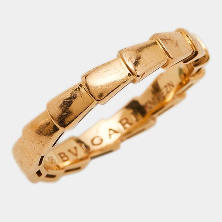 Pre Owned Bvlgari Serpenti Viper 18K Rose Gold Band Ring Size 56