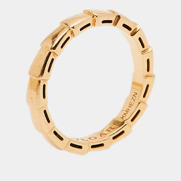 Pre Owned Bvlgari Serpenti Viper 18K Rose Gold Band Ring Size 56
